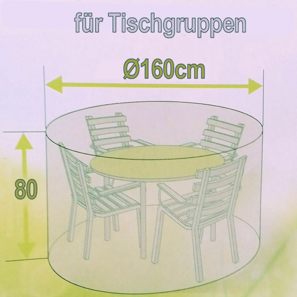 Premium-Möbel-Abdeckhaube (rund Ø160cm) für Gartentisch